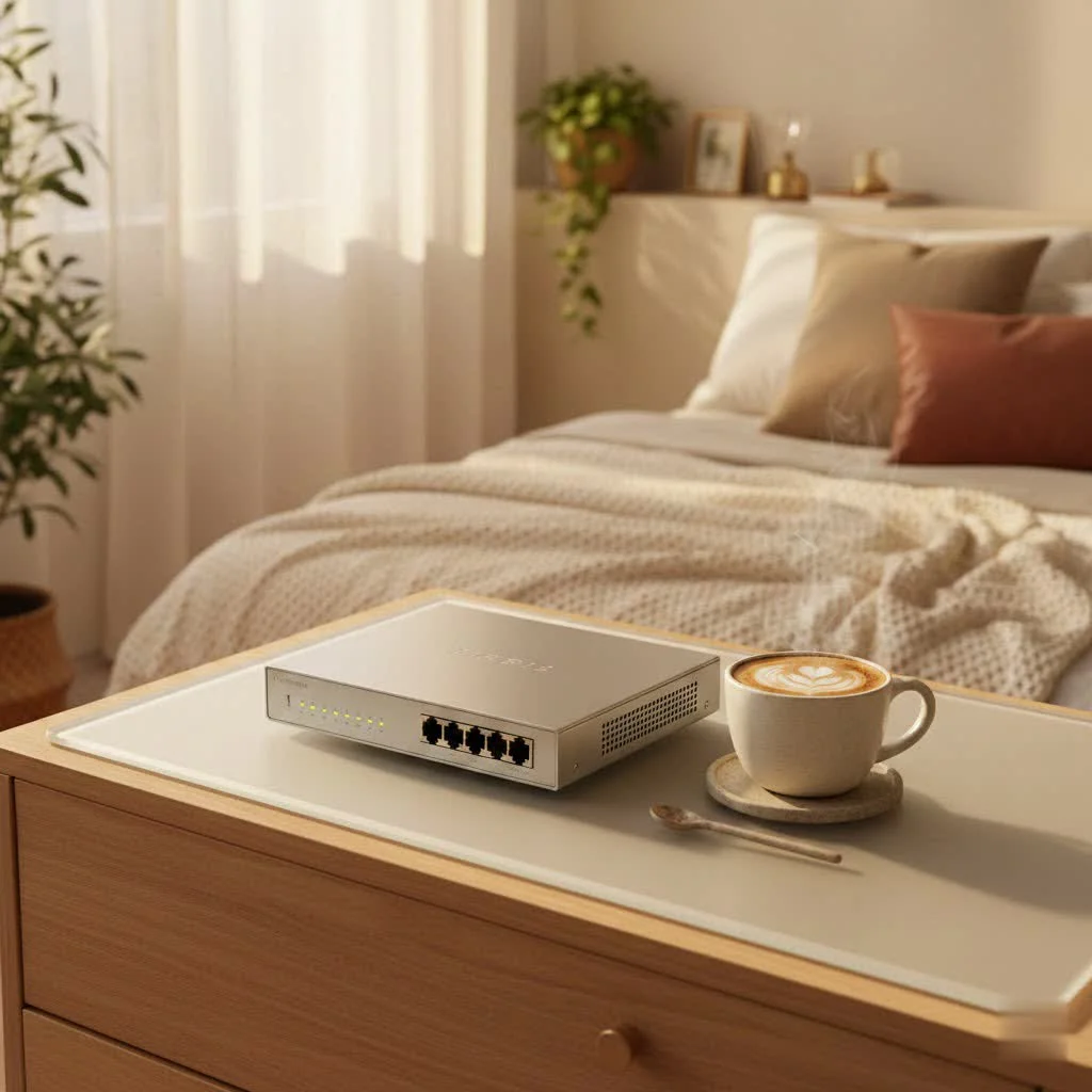 Gigabit Ethernet switch connecting multiple devices