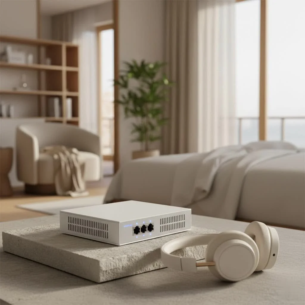 UniFi PoE switch connecting various network devices