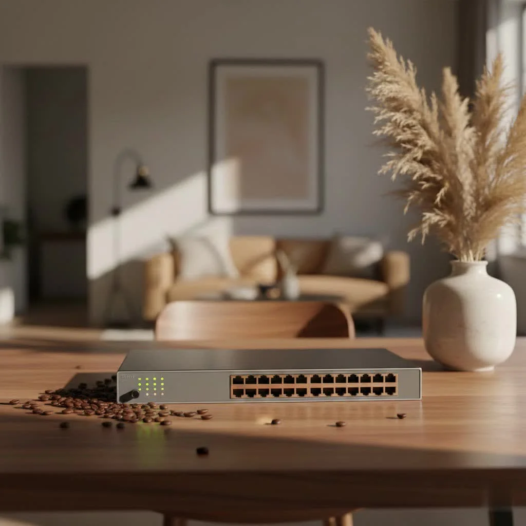 A modern 10GbE network switch with multiple ports