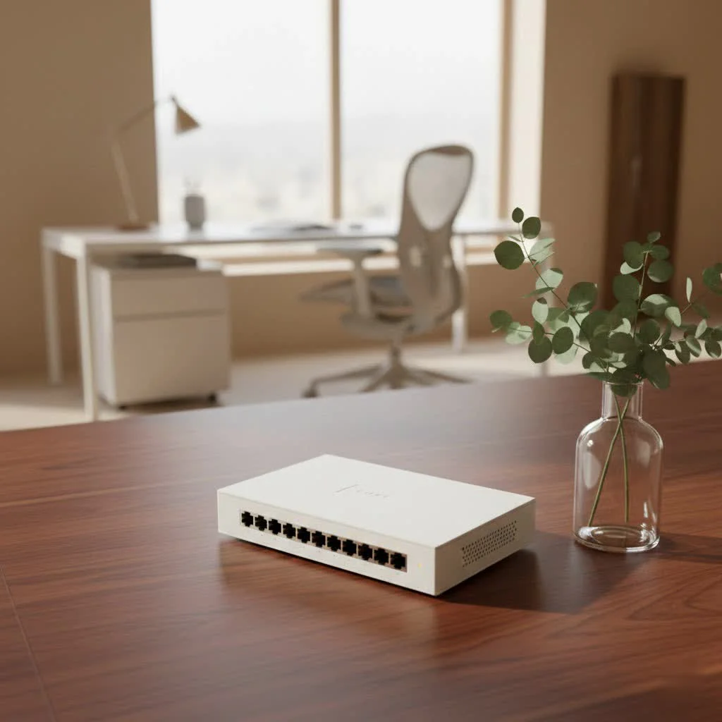 Ethernet network switch connecting multiple devices