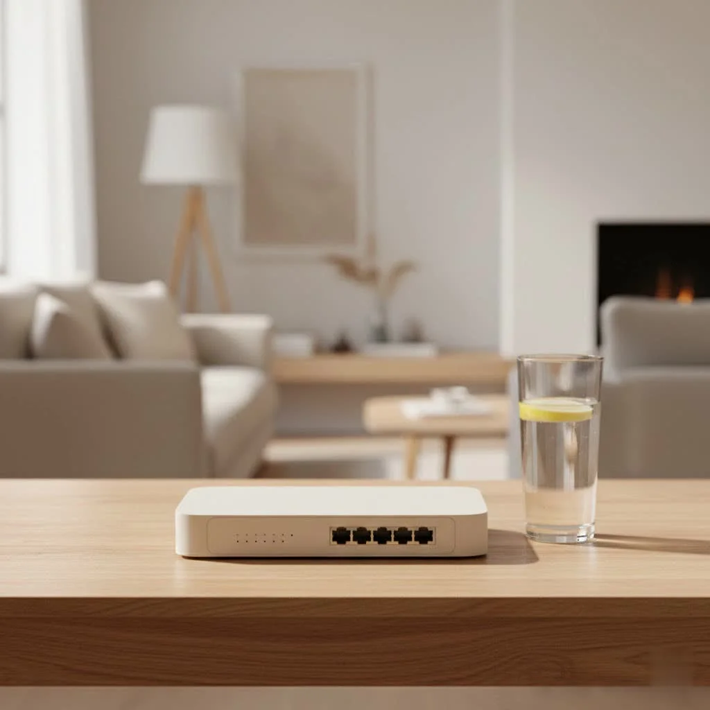 PoE Ethernet switch connecting various network devices